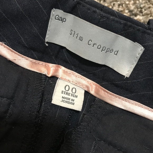 Pinstriped Blue Slim Cropped Dress Pants - Picture 2 of 2